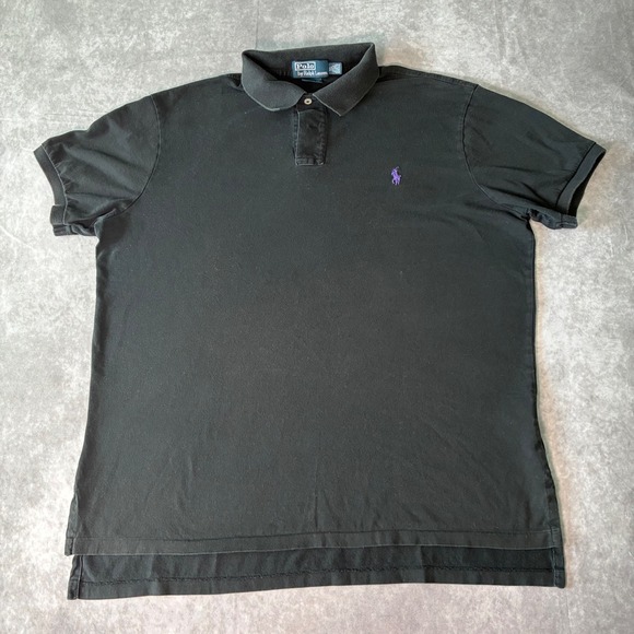 Polo Ralph Lauren Other - Vintage Polo Ralph Lauren Mens XL Custom Fit Black Polo Shirt Purple Pony Logo